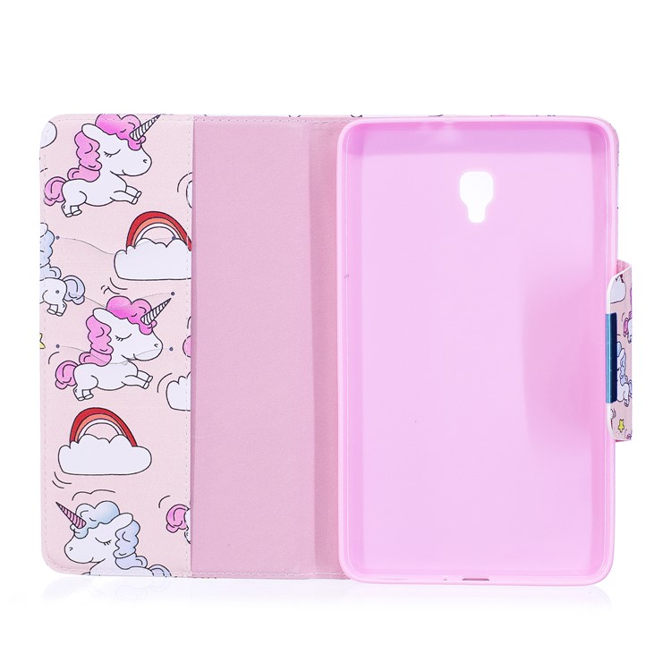 Patterned Leather Wallet Stand Smart Case Shell for Samsung Galaxy Tab A 8.0 (2017) - Unicorns and Cloud-3