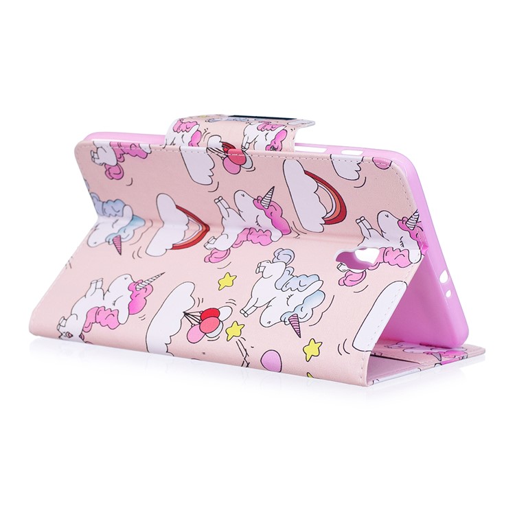 Patterned Leather Wallet Stand Smart Case Shell for Samsung Galaxy Tab A 8.0 (2017) - Unicorns and Cloud-4