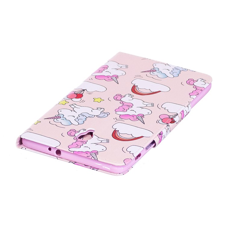 Patterned Leather Wallet Stand Smart Case Shell for Samsung Galaxy Tab A 8.0 (2017) - Unicorns and Cloud-6