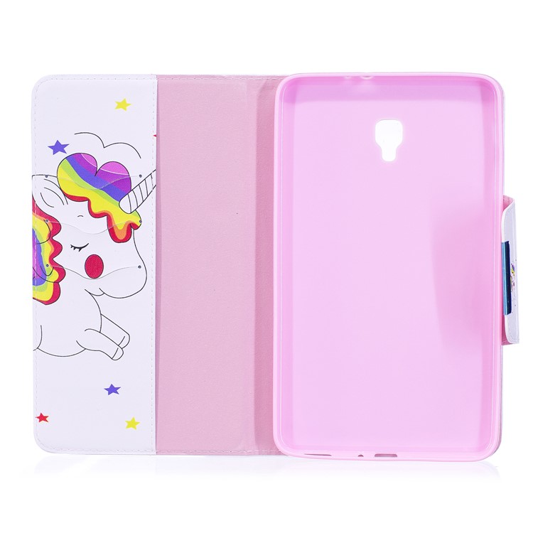Patterned Leather Wallet Stand Smart Cover Shell for Samsung Galaxy Tab A 8.0 (2017) - Shy Unicorn-3