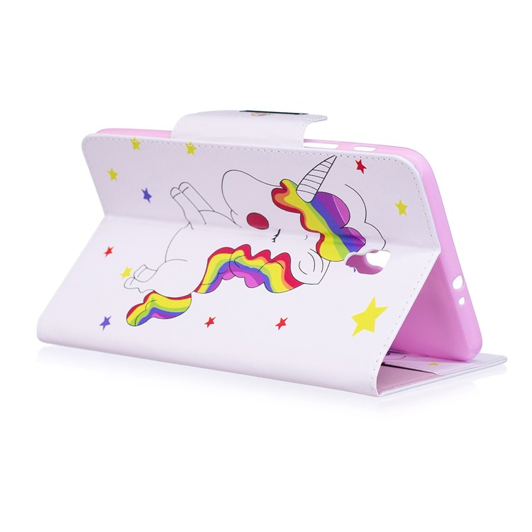 Patterned Leather Wallet Stand Smart Cover Shell for Samsung Galaxy Tab A 8.0 (2017) - Shy Unicorn-4
