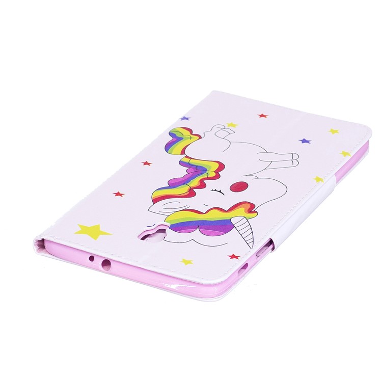 Patterned Leather Wallet Stand Smart Cover Shell for Samsung Galaxy Tab A 8.0 (2017) - Shy Unicorn-6