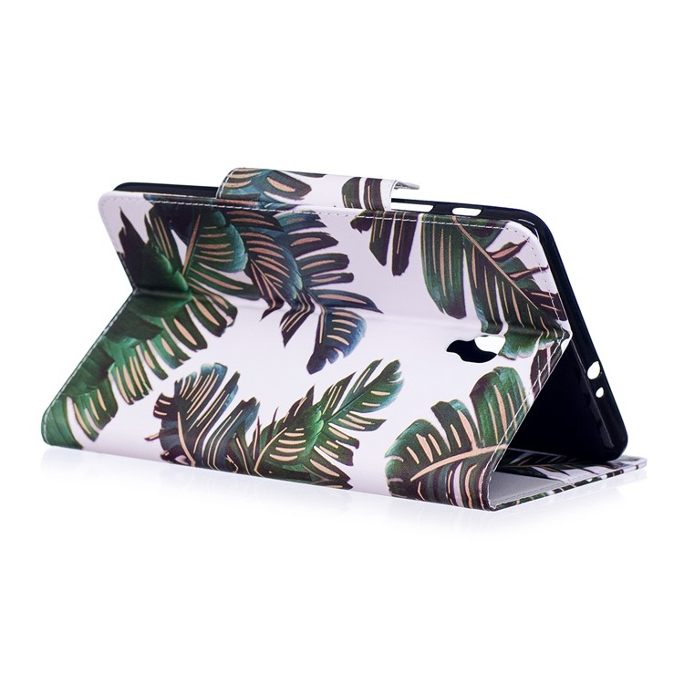 Patterned Leather Wallet Smart Case Shell with Stand for Samsung Galaxy Tab A 8.0 (2017) - Banana Leaves-4