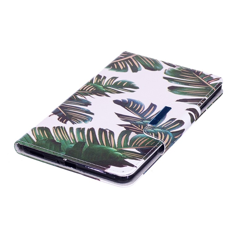 Patterned Leather Wallet Smart Case Shell with Stand for Samsung Galaxy Tab A 8.0 (2017) - Banana Leaves-5