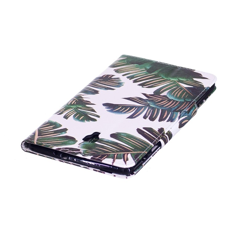 Patterned Leather Wallet Smart Case Shell with Stand for Samsung Galaxy Tab A 8.0 (2017) - Banana Leaves-6