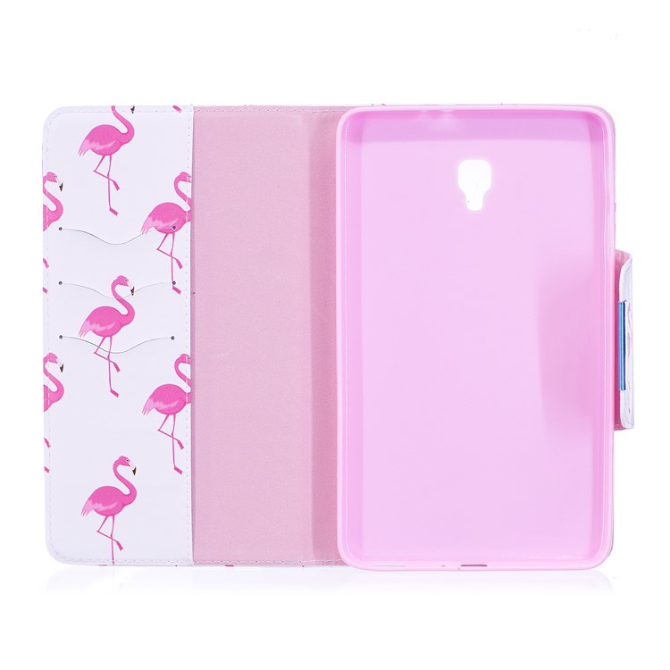 Patterned PU Leather Wallet Stand Smart Tablet Case for Samsung Galaxy Tab A 8.0 (2017) - Flamingos-3