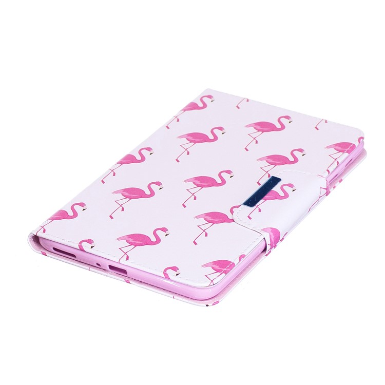 Patterned PU Leather Wallet Stand Smart Tablet Case for Samsung Galaxy Tab A 8.0 (2017) - Flamingos-5