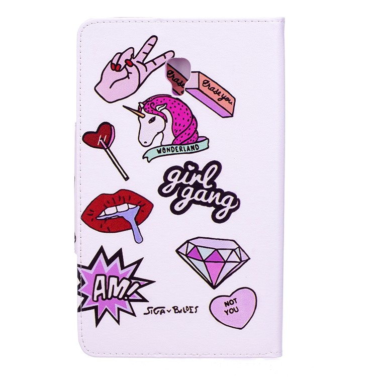 Patterned Leather Protector Smart Tablet Case Cover for Samsung Galaxy Tab A 8.0 (2017) - Girl Gang Elements-2