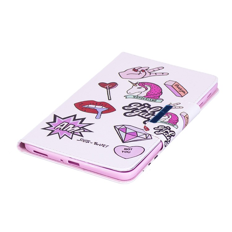 Patterned Leather Protector Smart Tablet Case Cover for Samsung Galaxy Tab A 8.0 (2017) - Girl Gang Elements-5
