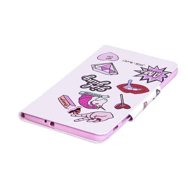 Patterned Leather Protector Smart Tablet Case Cover for Samsung Galaxy Tab A 8.0 (2017) - Girl Gang Elements-6
