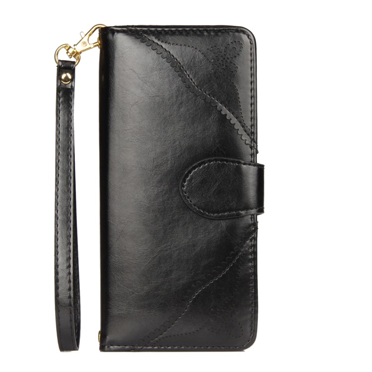 Laser Carving Retro PU Leather Wallet Stand Case for Samsung Galaxy S8 G950 - Black-2