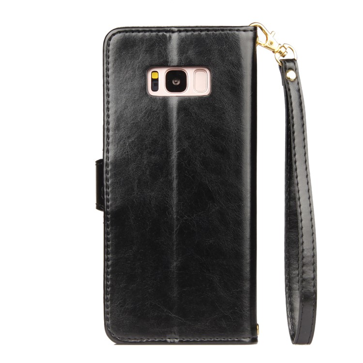 Laser Carving Retro PU Leather Wallet Stand Case for Samsung Galaxy S8 G950 - Black-3