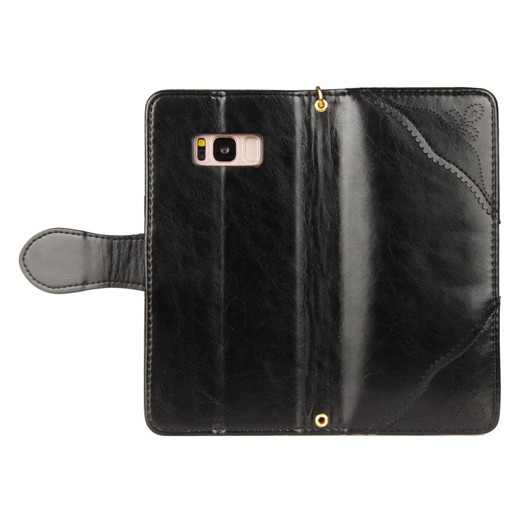 Laser Carving Retro PU Leather Wallet Stand Case for Samsung Galaxy S8 G950 - Black-5
