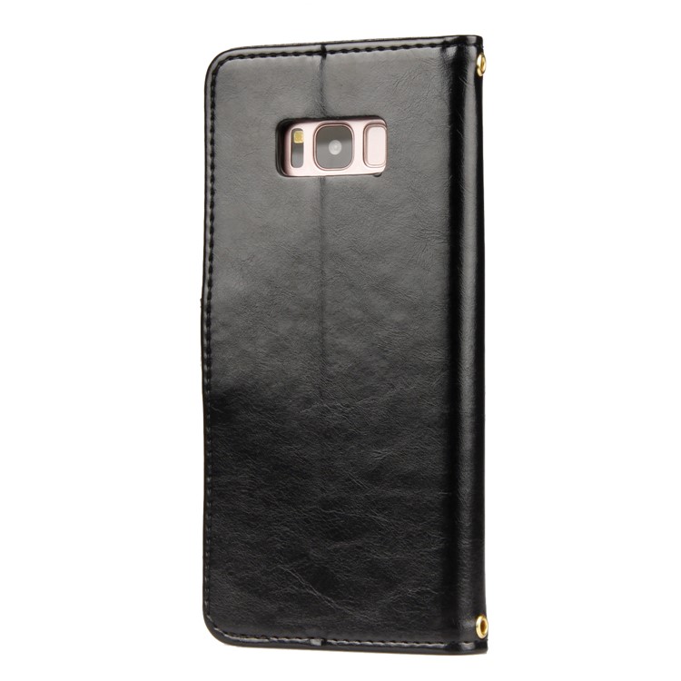 Laser Carving Retro PU Leather Wallet Stand Case for Samsung Galaxy S8 G950 - Black-7