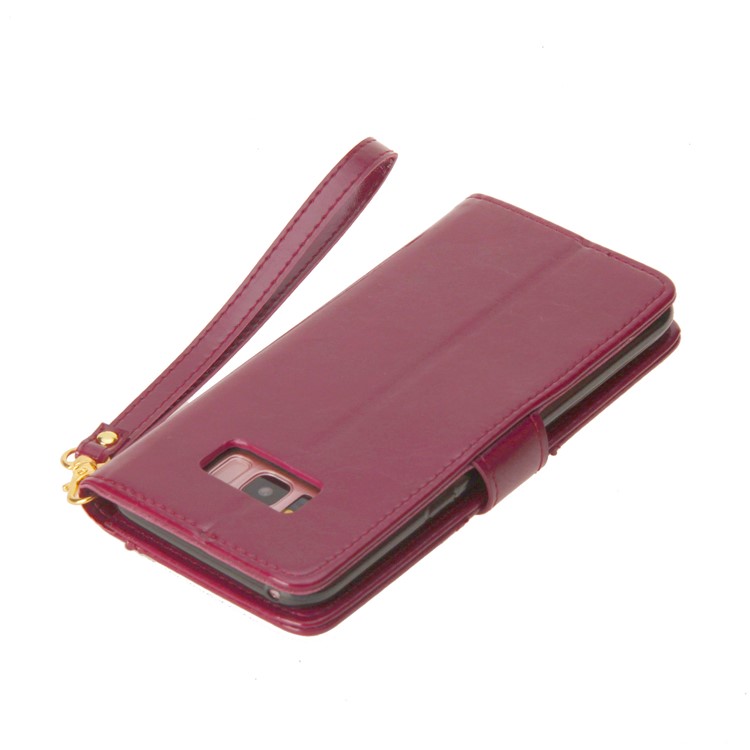 Laser Carving Retro PU Leather Wallet Stand Cover for Samsung Galaxy S8 G950 - Red-10