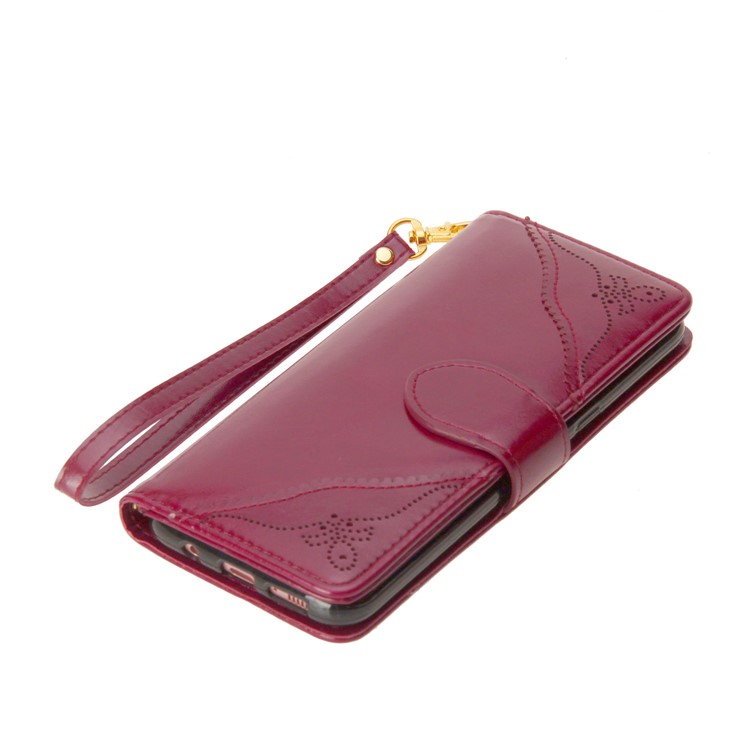 Laser Carving Retro PU Leather Wallet Stand Cover for Samsung Galaxy S8 G950 - Red-11