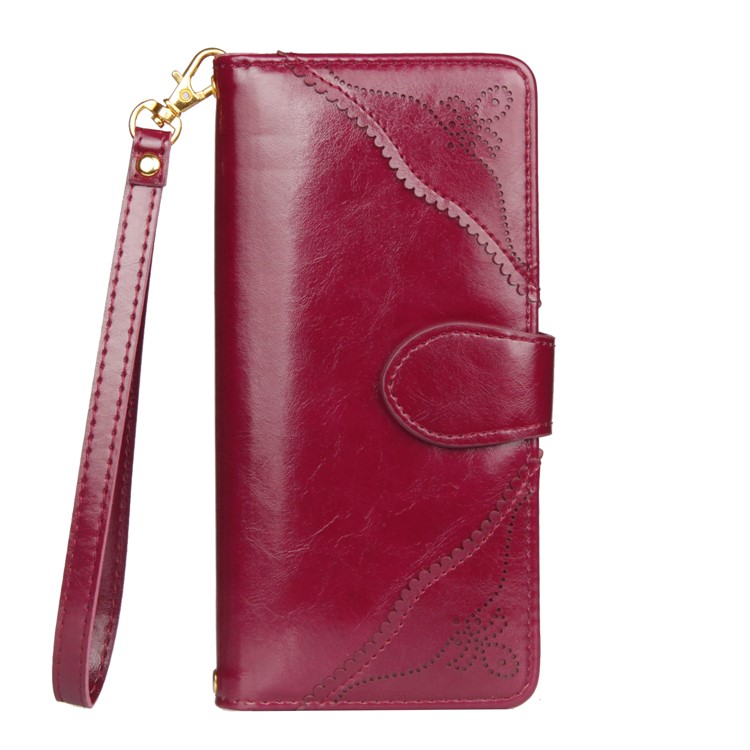 Laser Carving Retro PU Leather Wallet Stand Cover for Samsung Galaxy S8 G950 - Red-2
