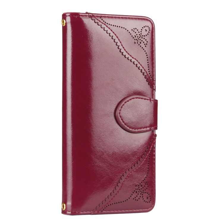 Laser Carving Retro PU Leather Wallet Stand Cover for Samsung Galaxy S8 G950 - Red-6
