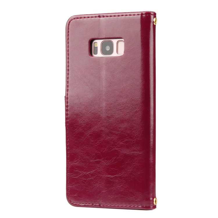 Laser Carving Retro PU Leather Wallet Stand Cover for Samsung Galaxy S8 G950 - Red-7