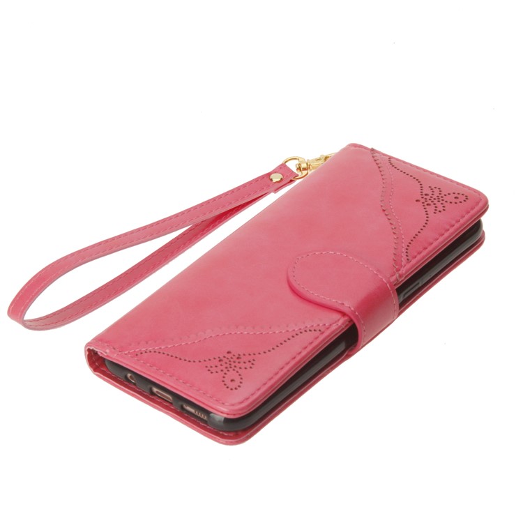 Laser Carving Retro PU Leather Wallet Stand Shell for Samsung Galaxy S8 G950 - Rose-11