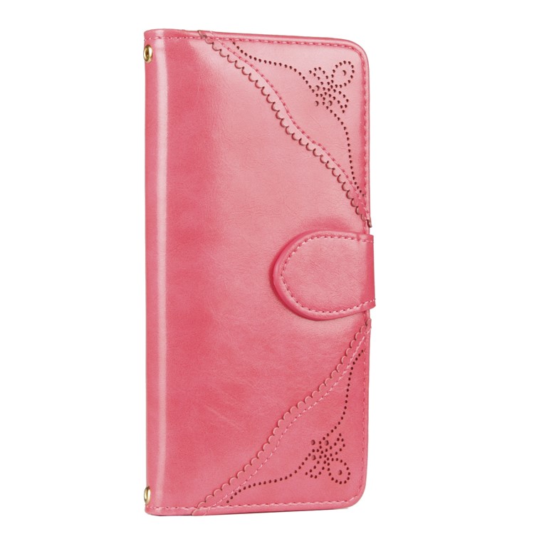 Laser Carving Retro PU Leather Wallet Stand Shell for Samsung Galaxy S8 G950 - Rose-6