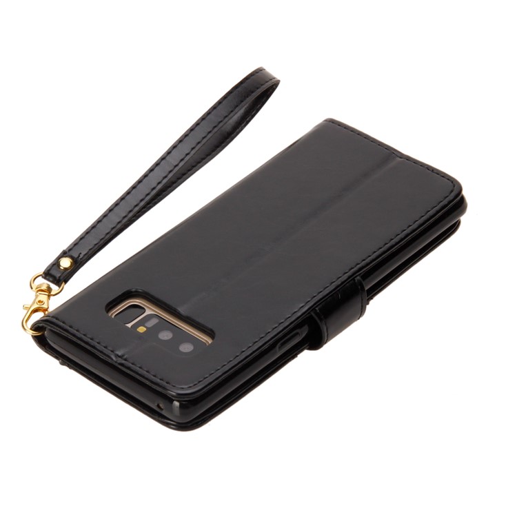 Laser Carving Retro PU Leather Wallet Stand Case for Samsung Galaxy Note 8 SM-N950 - Black-10