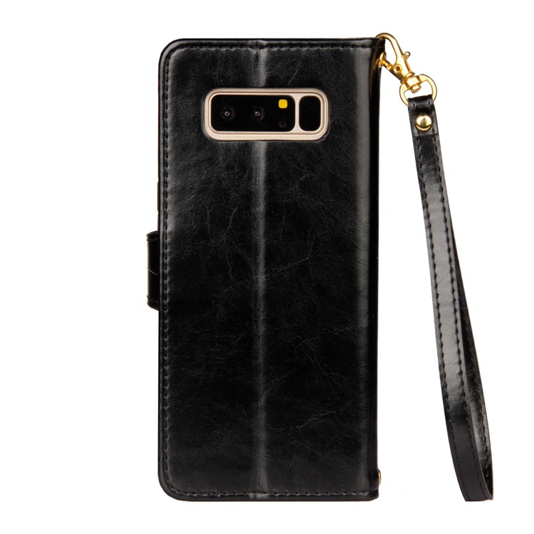 Laser Carving Retro PU Leather Wallet Stand Case for Samsung Galaxy Note 8 SM-N950 - Black-3
