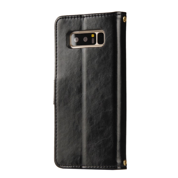 Laser Carving Retro PU Leather Wallet Stand Case for Samsung Galaxy Note 8 SM-N950 - Black-7