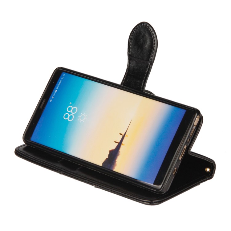 Laser Carving Retro PU Leather Wallet Stand Case for Samsung Galaxy Note 8 SM-N950 - Black-8