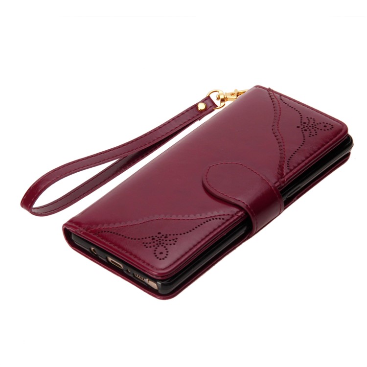 Laser Carving Retro PU Leather Wallet Stand Cover for Samsung Galaxy Note 8 SM-N950 - Red-11