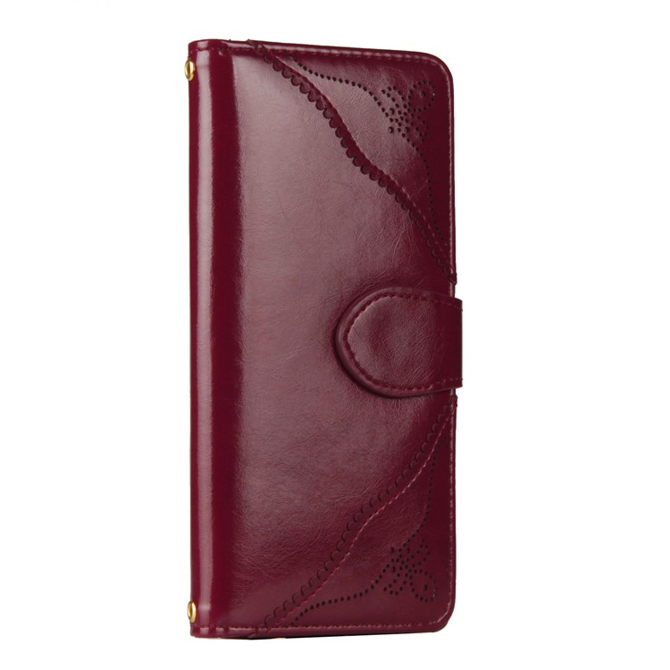 Laser Carving Retro PU Leather Wallet Stand Cover for Samsung Galaxy Note 8 SM-N950 - Red-6