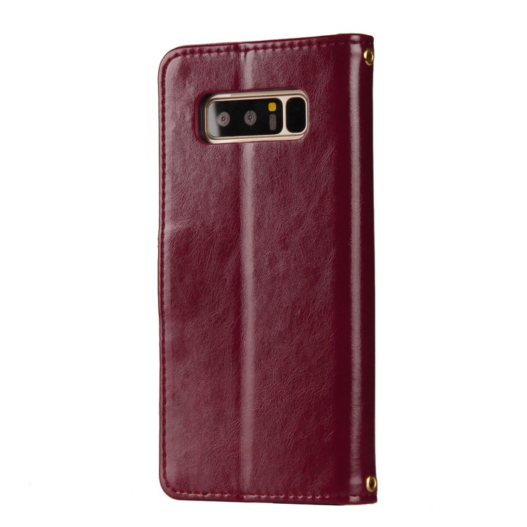 Laser Carving Retro PU Leather Wallet Stand Cover for Samsung Galaxy Note 8 SM-N950 - Red-7
