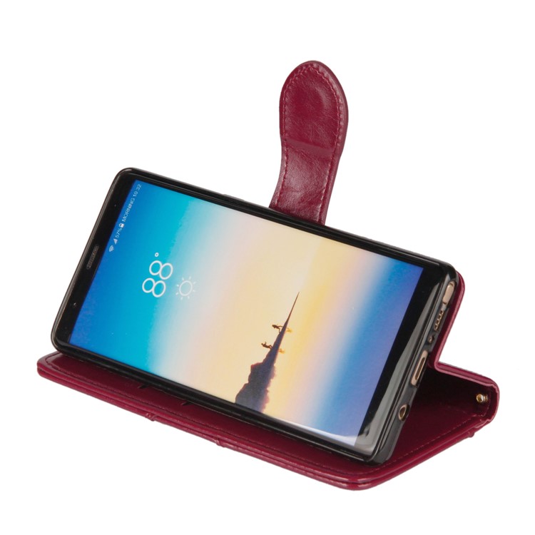 Laser Carving Retro PU Leather Wallet Stand Cover for Samsung Galaxy Note 8 SM-N950 - Red-8