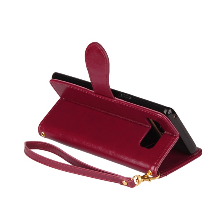 Laser Carving Retro PU Leather Wallet Stand Cover for Samsung Galaxy Note 8 SM-N950 - Red-9