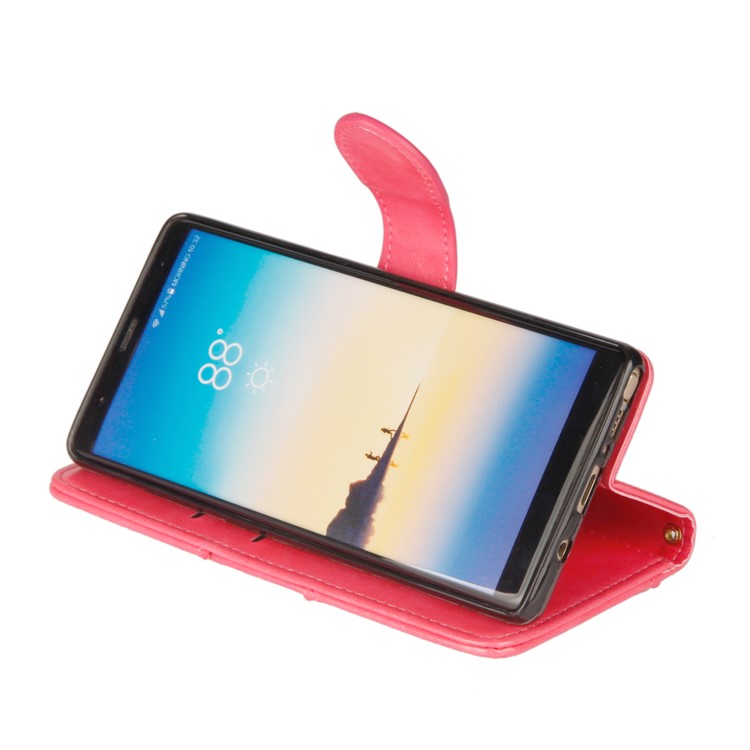 Laser Carving Retro PU Leather Wallet Stand Shell for Samsung Galaxy Note 8 SM-N950 - Rose-8