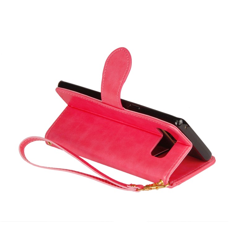 Laser Carving Retro PU Leather Wallet Stand Shell for Samsung Galaxy Note 8 SM-N950 - Rose-9