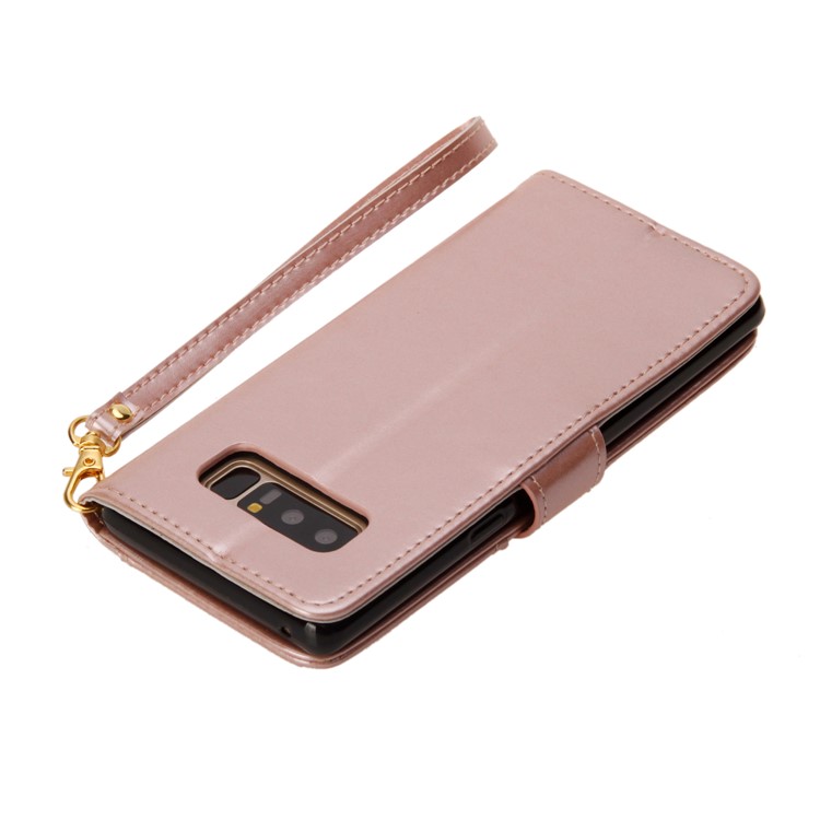 Laser Carving Retro PU Leather Wallet Stand Casing for Samsung Galaxy Note 8 SM-N950 - Gold-10