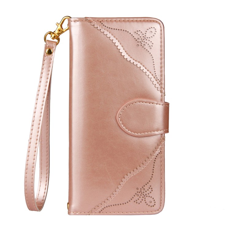 Laser Carving Retro PU Leather Wallet Stand Casing for Samsung Galaxy Note 8 SM-N950 - Gold-2