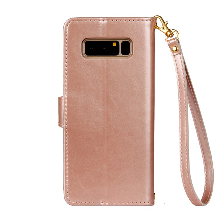 Laser Carving Retro PU Leather Wallet Stand Casing for Samsung Galaxy Note 8 SM-N950 - Gold-3
