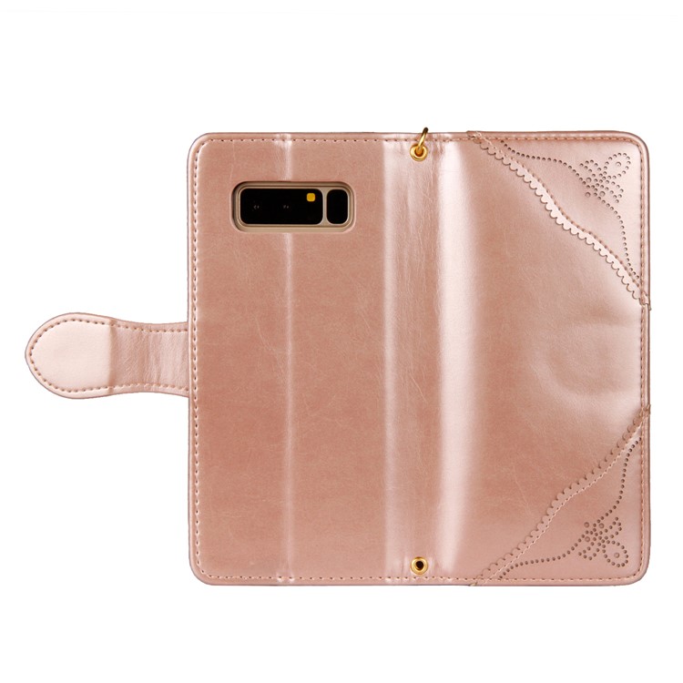 Laser Carving Retro PU Leather Wallet Stand Casing for Samsung Galaxy Note 8 SM-N950 - Gold-5