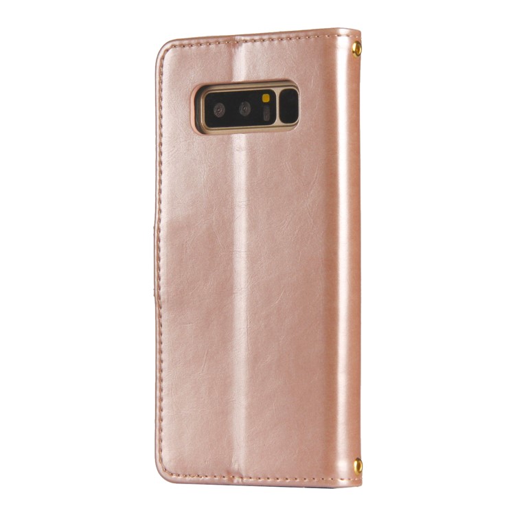 Laser Carving Retro PU Leather Wallet Stand Casing for Samsung Galaxy Note 8 SM-N950 - Gold-7