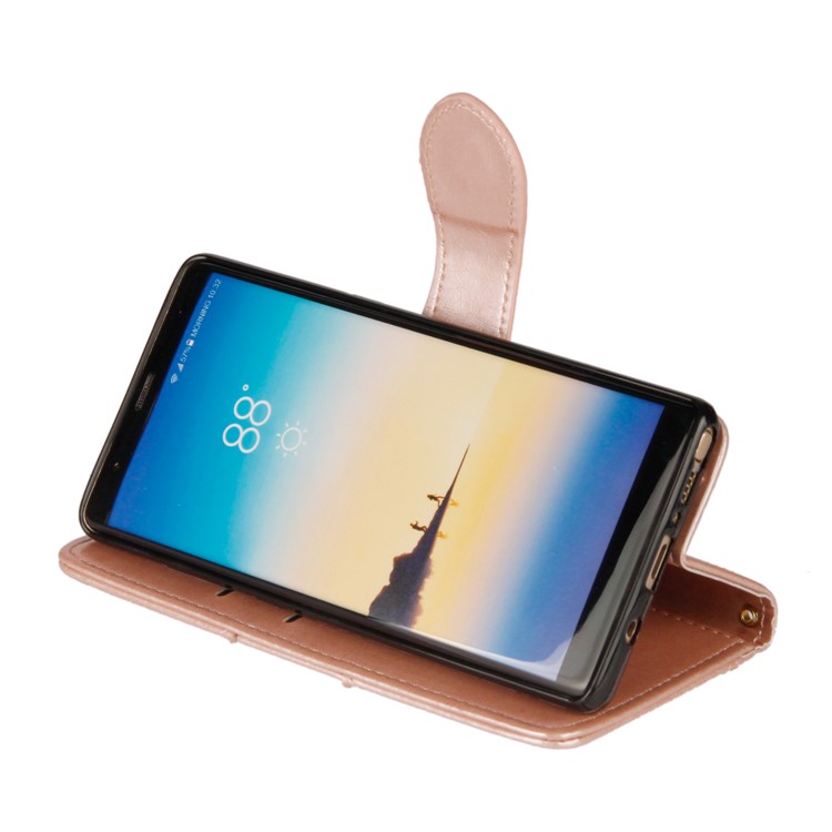 Laser Carving Retro PU Leather Wallet Stand Casing for Samsung Galaxy Note 8 SM-N950 - Gold-8