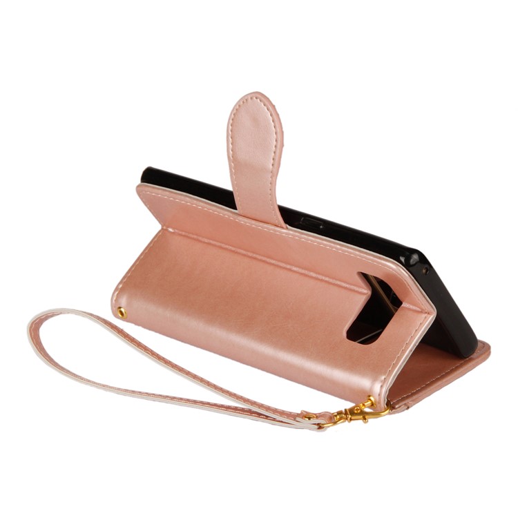 Laser Carving Retro PU Leather Wallet Stand Casing for Samsung Galaxy Note 8 SM-N950 - Gold-9