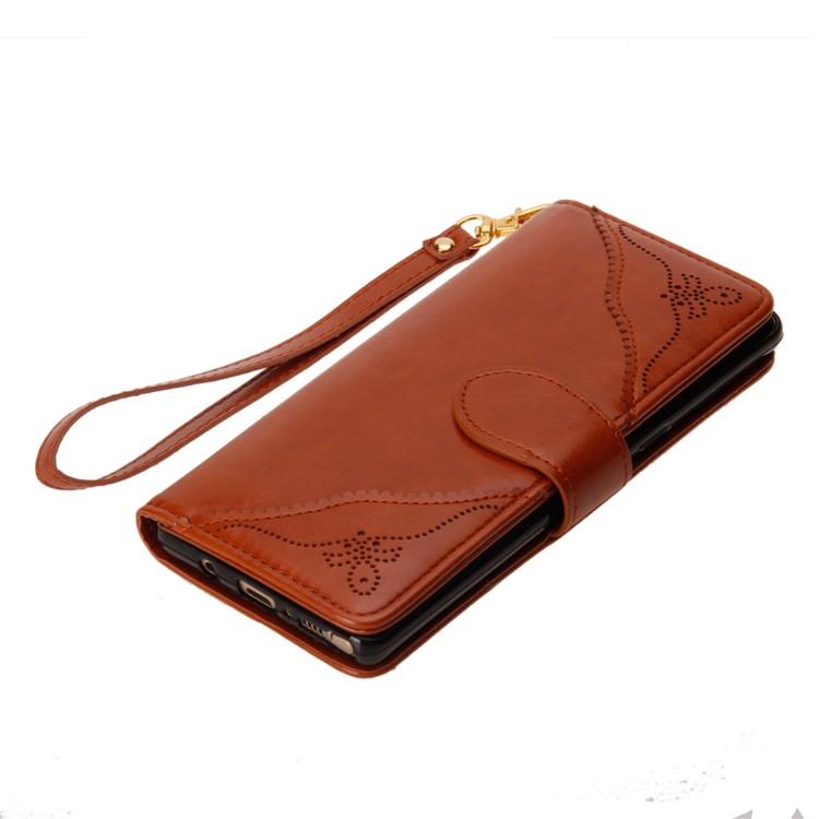 Laser Carving Retro PU Leather Wallet Stand Mobile Phone Case for Samsung Galaxy Note 8 SM-N950 - Brown-11