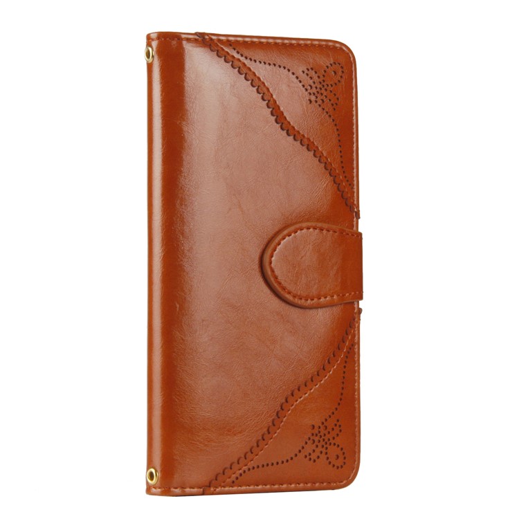 Laser Carving Retro PU Leather Wallet Stand Mobile Phone Case for Samsung Galaxy Note 8 SM-N950 - Brown-6