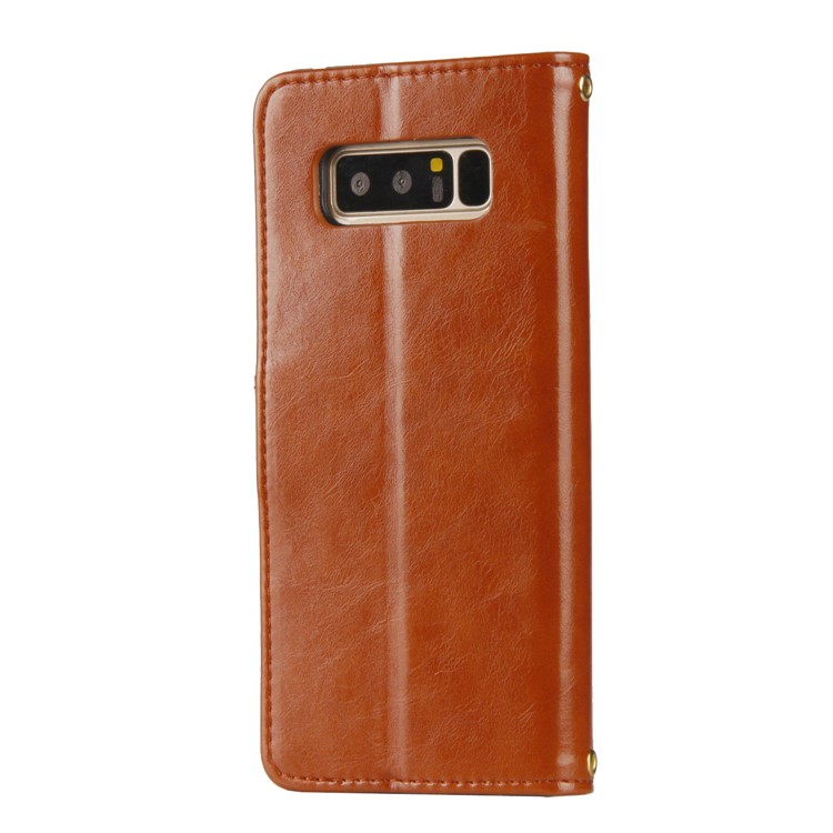 Laser Carving Retro PU Leather Wallet Stand Mobile Phone Case for Samsung Galaxy Note 8 SM-N950 - Brown-7