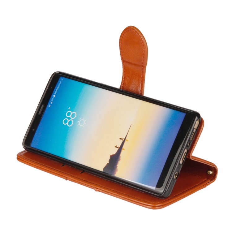 Laser Carving Retro PU Leather Wallet Stand Mobile Phone Case for Samsung Galaxy Note 8 SM-N950 - Brown-8