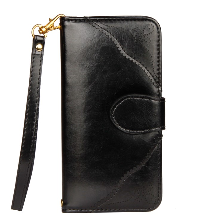 Laser Carving Retro PU Leather Wallet Stand Case for Samsung Galaxy S7 edge SM-G935 - Black-2