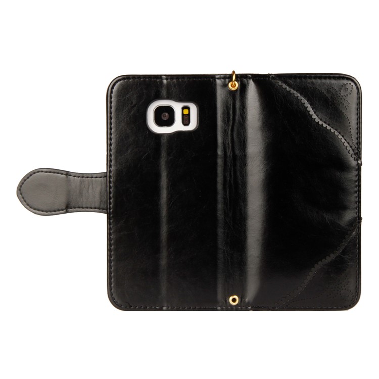 Laser Carving Retro PU Leather Wallet Stand Case for Samsung Galaxy S7 edge SM-G935 - Black-5