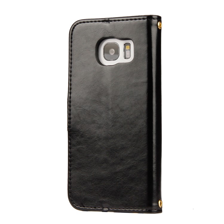 Laser Carving Retro PU Leather Wallet Stand Case for Samsung Galaxy S7 edge SM-G935 - Black-7